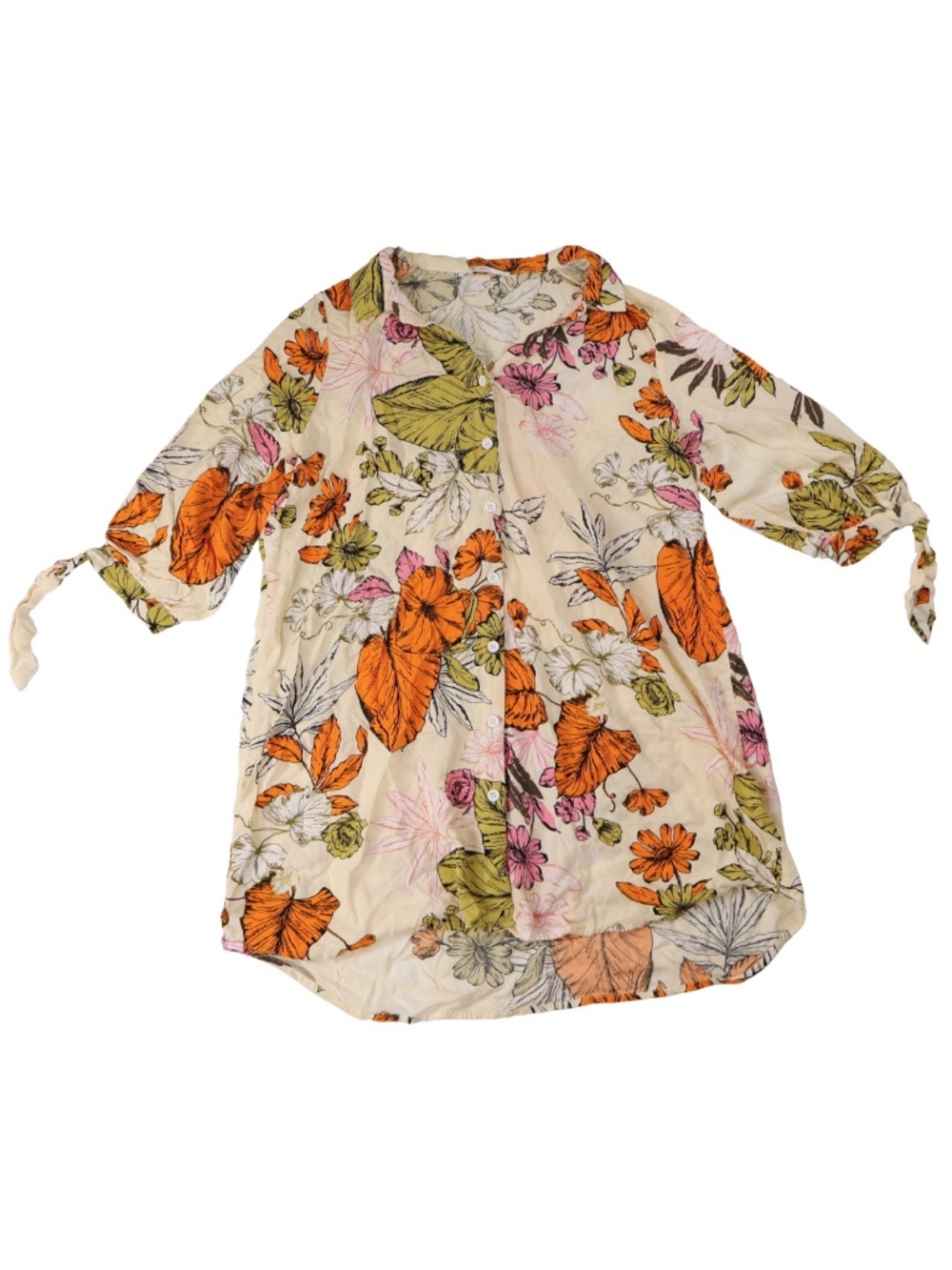 Cupshe Floral Tropical Cover Up Dress Large Button Front Swim Coverup